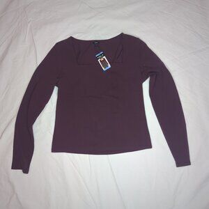 Express Plum Square Neck Top, Size Large